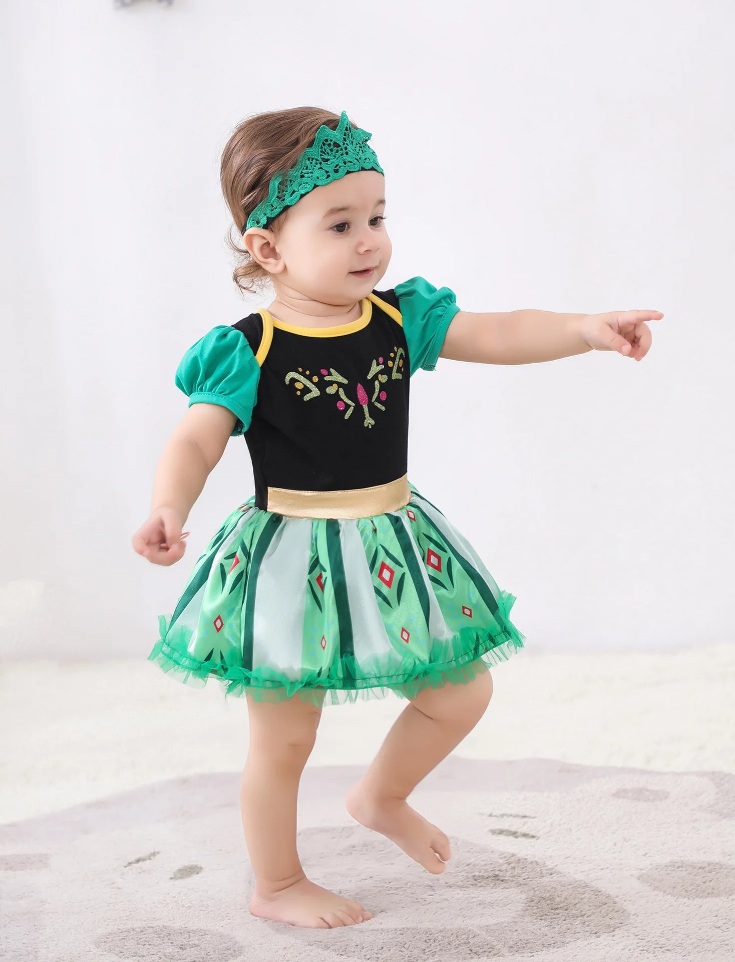 Princess Charm: Lace Romper with Headband for Baby Girl