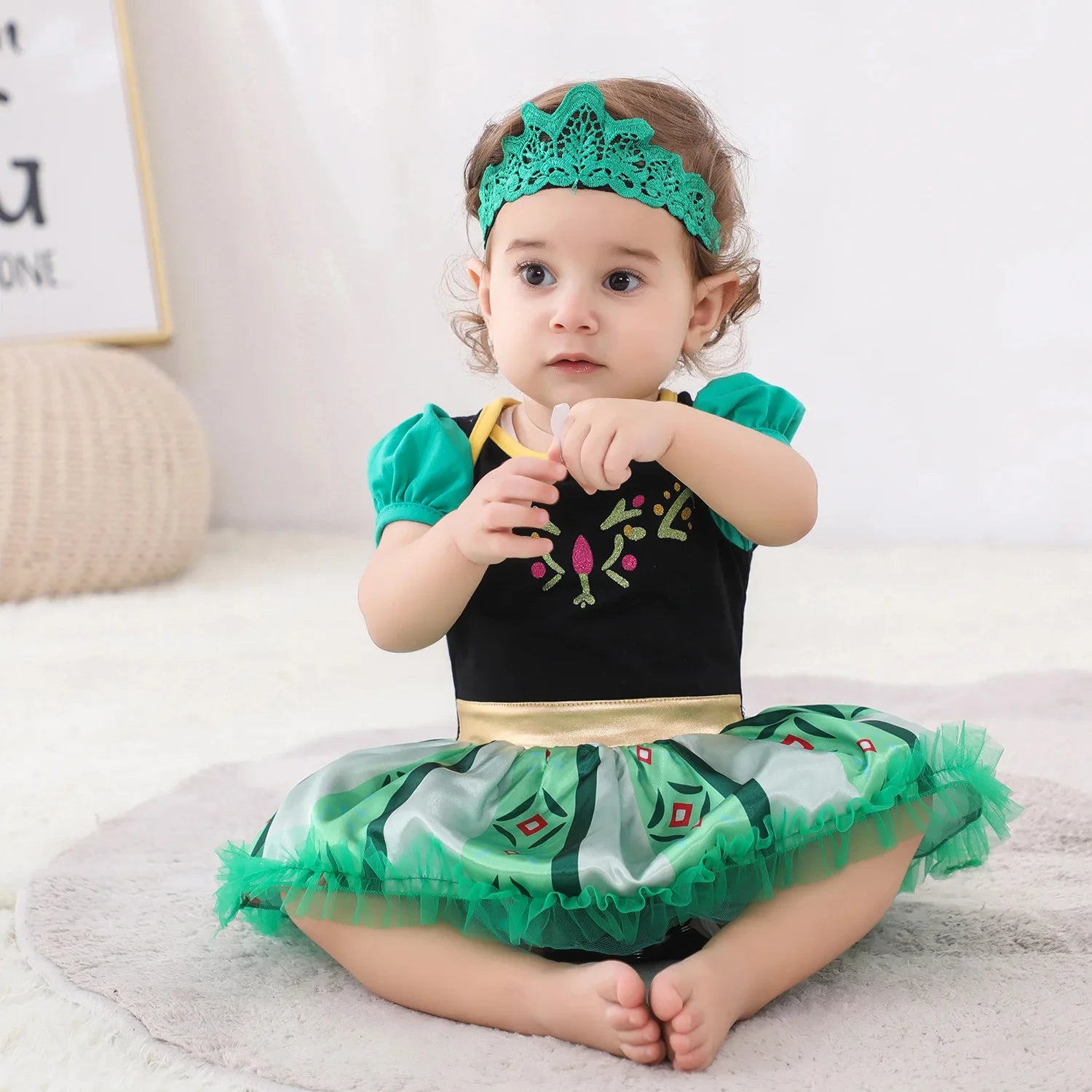 Princess Charm: Lace Romper with Headband for Baby Girl