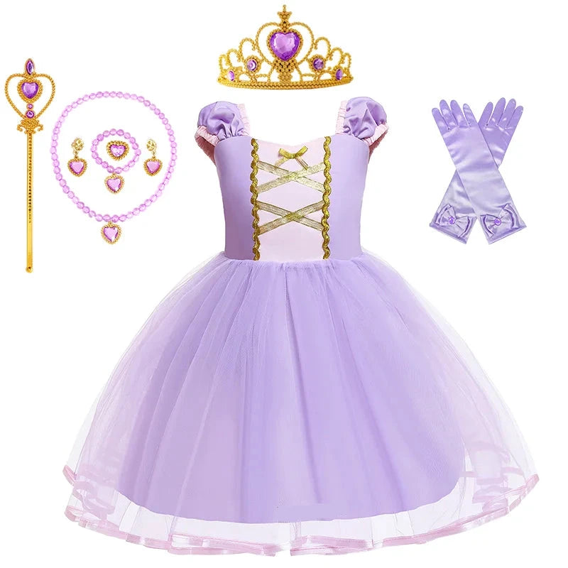 Girls Rapunzel Dress Cinderella Cosplay Costume