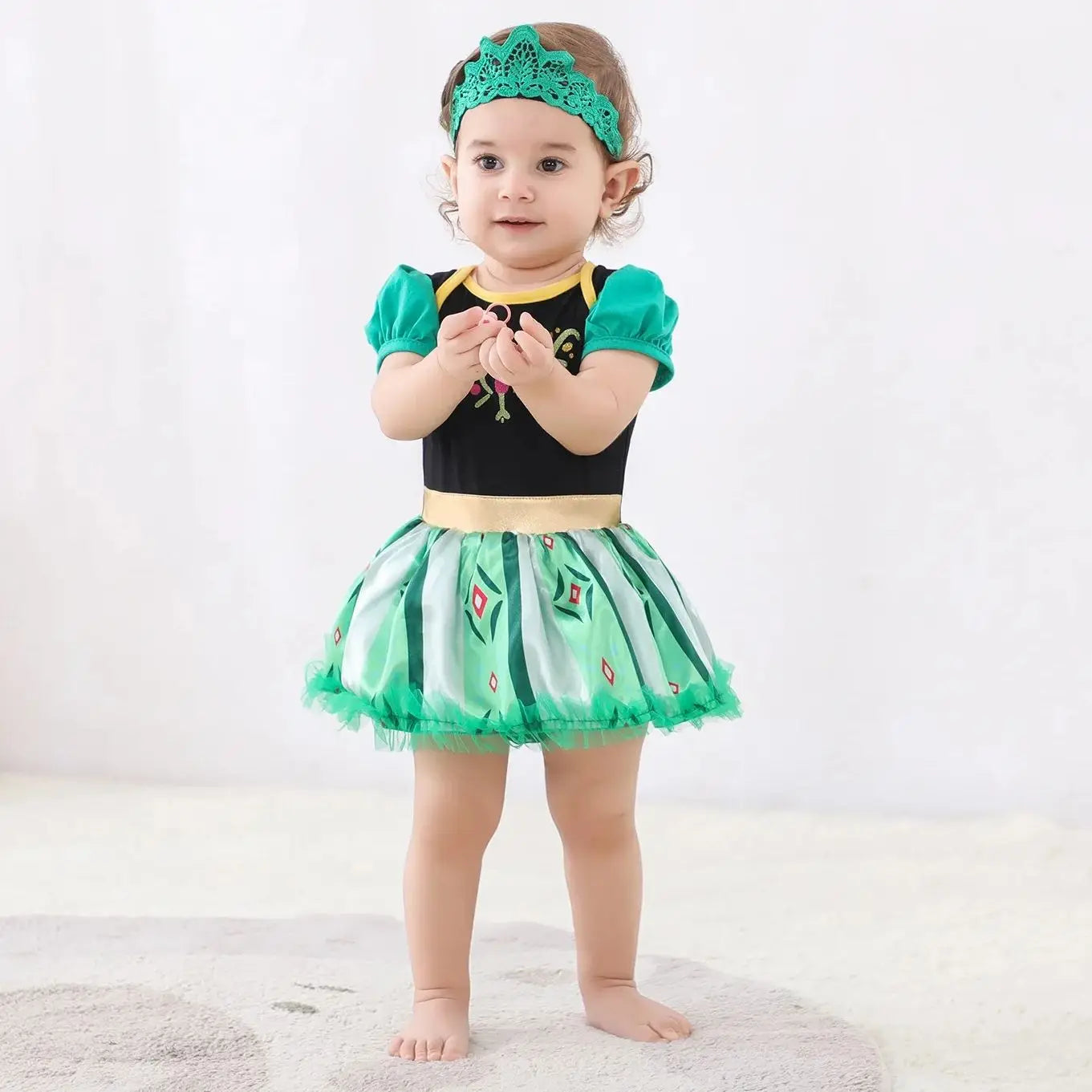 Princess Charm: Lace Romper with Headband for Baby Girl