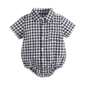 Cotton Baby Boy Short Sleeve Summer Plaid