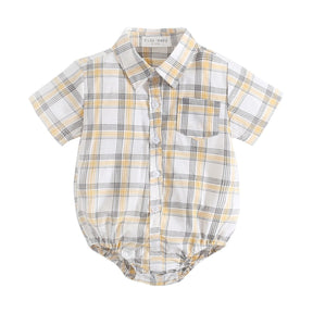 Cotton Baby Boy Short Sleeve Summer Plaid