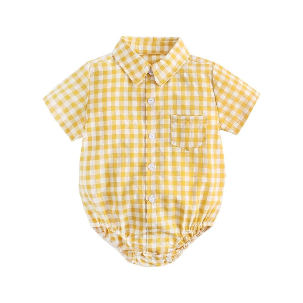 Cotton Baby Boy Short Sleeve Summer Plaid