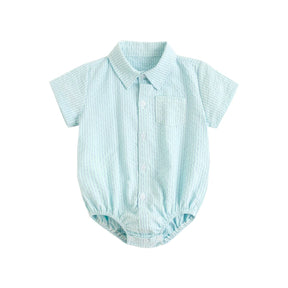 Cotton Baby Boy Short Sleeve Summer Plaid