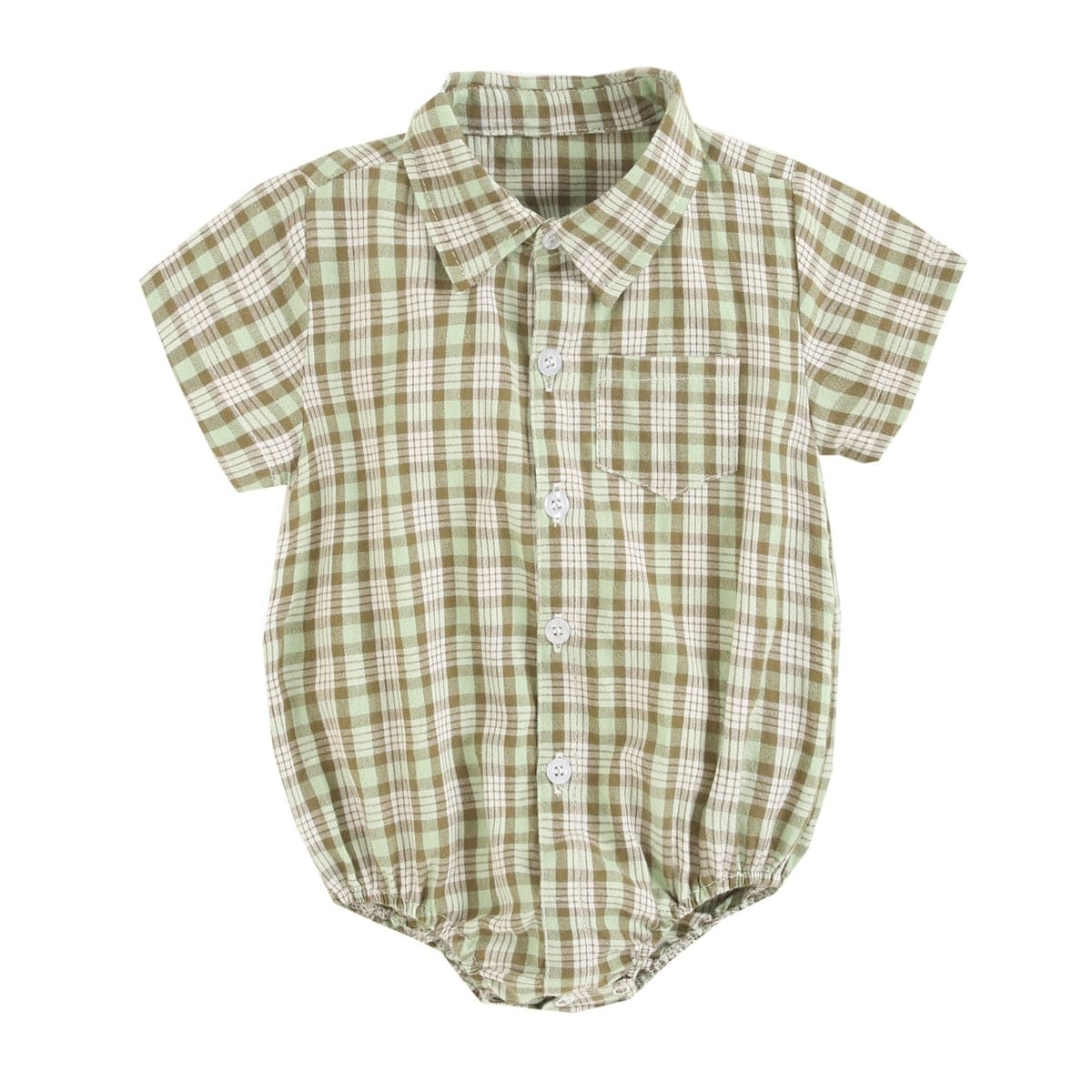 Cotton Baby Boy Short Sleeve Summer Plaid