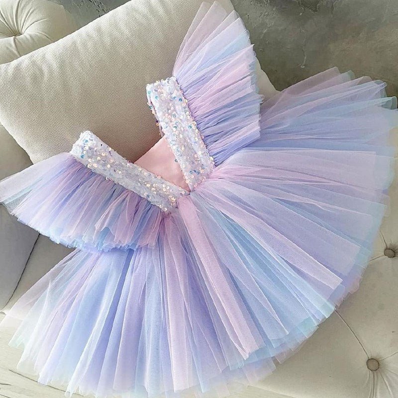 Girls Rainbow Unicorn Princess Dress Cake Layers Tutu